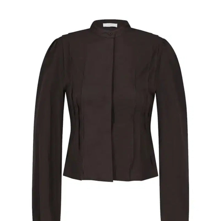 [BUNJANG] Momento Women Pintuck Slim Shirt - Brown / 아모멘토 Women Pintuck Slim Shirt - Brown