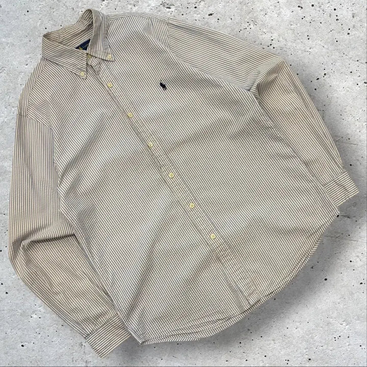 [BUNJANG] Polo Ralph Lauren Classic Fit Seersucker Stripe Shirt / [M] 폴로 랄프로렌 클래식핏 시어서커 스트라이프 셔츠 D930