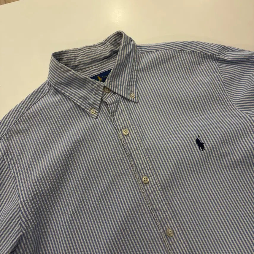 [BUNJANG] Polo Ralph Lauren Classic Fit Seersucker Stripe Shirt / [M] 폴로 랄프로렌 클래식핏 시어서커 스트라이프 셔츠 D930