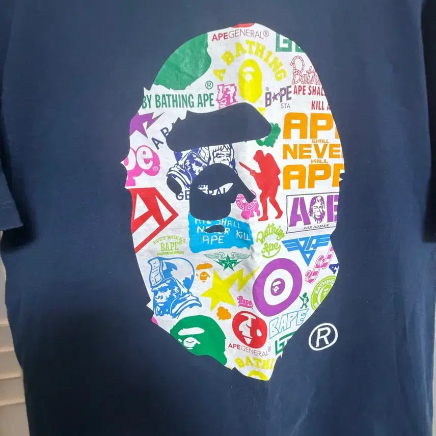 [BUNJANG] BAPE Multi Big Head T-Shirt Vintage Navy XL / [XL]베이프 멀티 빅헤드 티셔츠 빈티지