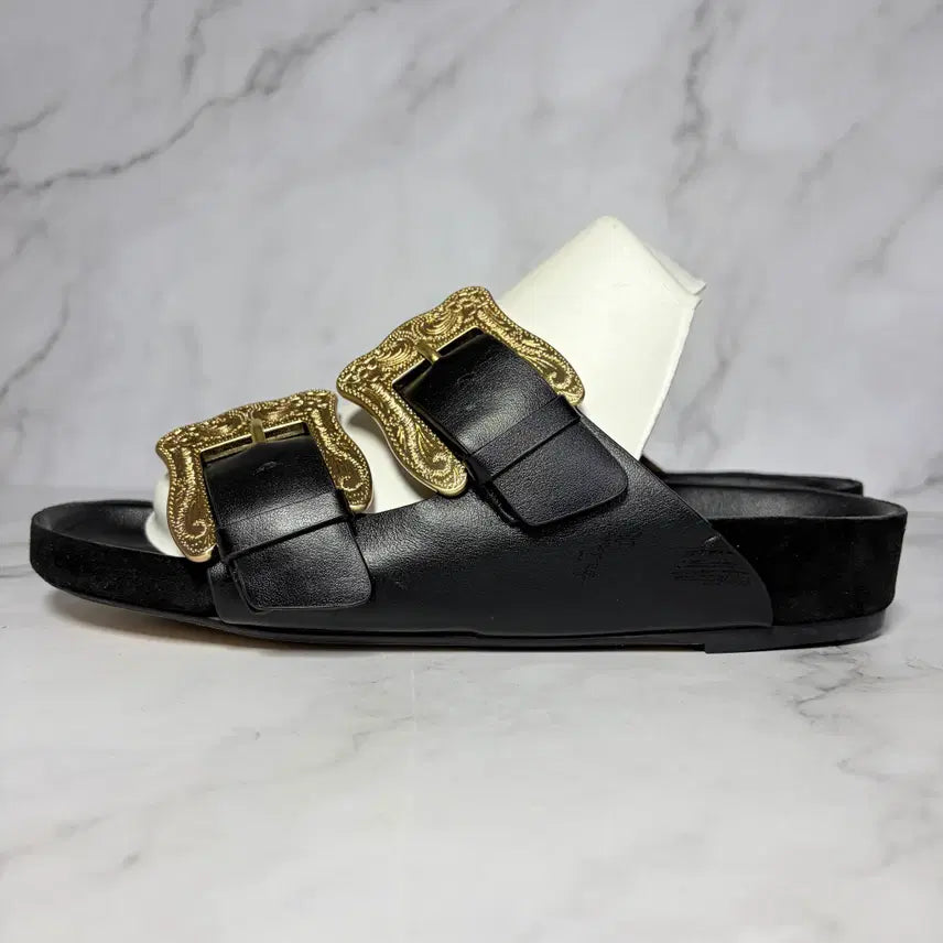 [BUNJANG] Soyeom Black Leather Slide Sandals / [36] 소윰 블랙 레더 슬라이드