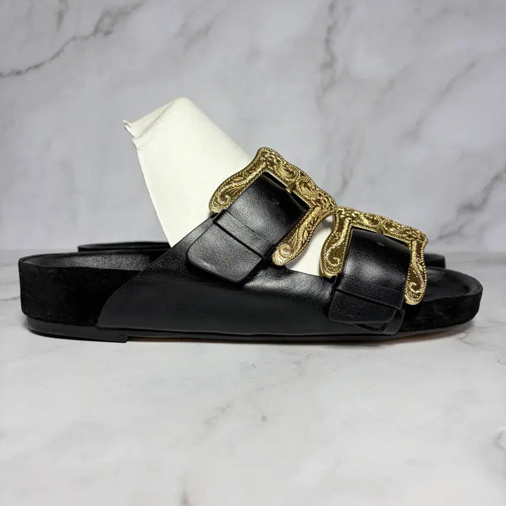 [BUNJANG] Soyeom Black Leather Slide Sandals / [36] 소윰 블랙 레더 슬라이드