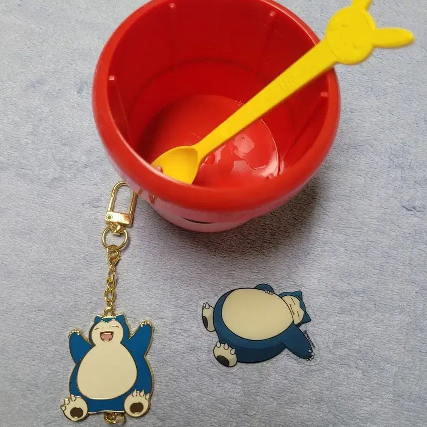 [BUNJANG] Baskin Robbins Pokemon Snorlax Charm Set (Cup/Charm/Spoon) / 베스킨라빈스 포켓몬스터 잠만보 키링 굿즈모음 (컵/키링/스푼) 베라