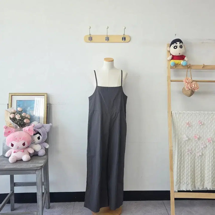 [BUNJANG] Vintage W Grey Strap Jumpsuit / 빈티지 만원샵 W 그레이 끈 점프수트