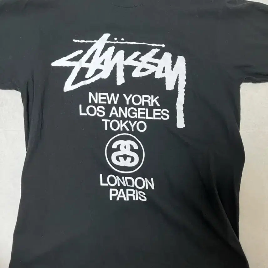 [BUNJANG] Stussy World Tour T-Shirt Black M / 스투시 월드투어 티셔츠 블랙 M