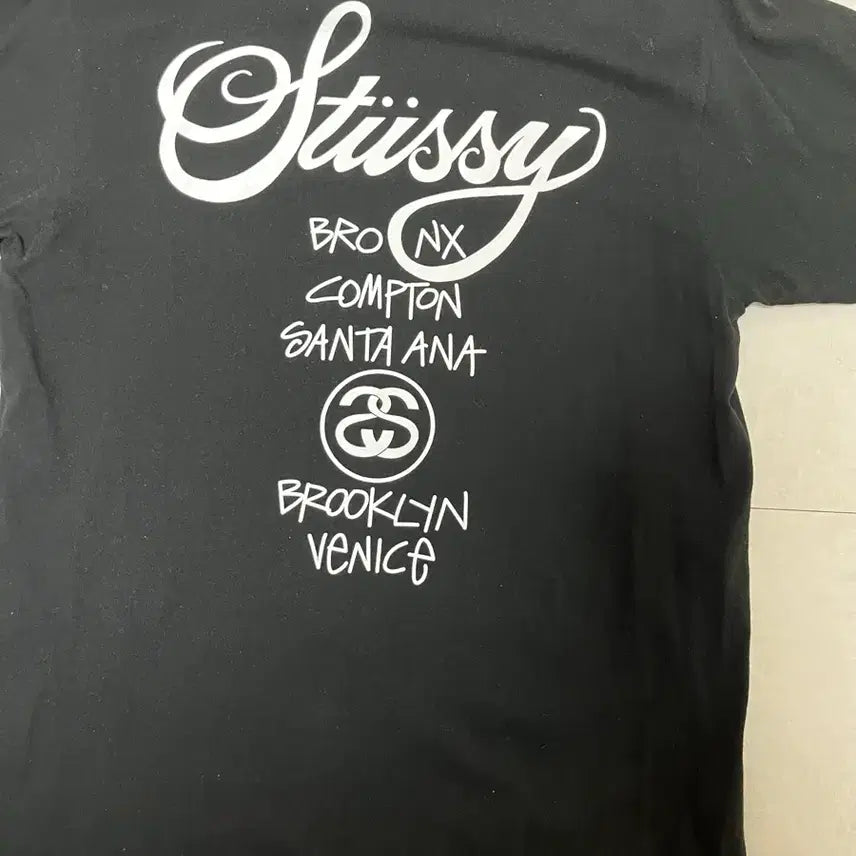 [BUNJANG] Stussy World Tour T-Shirt Black M / 스투시 월드투어 티셔츠 블랙 M