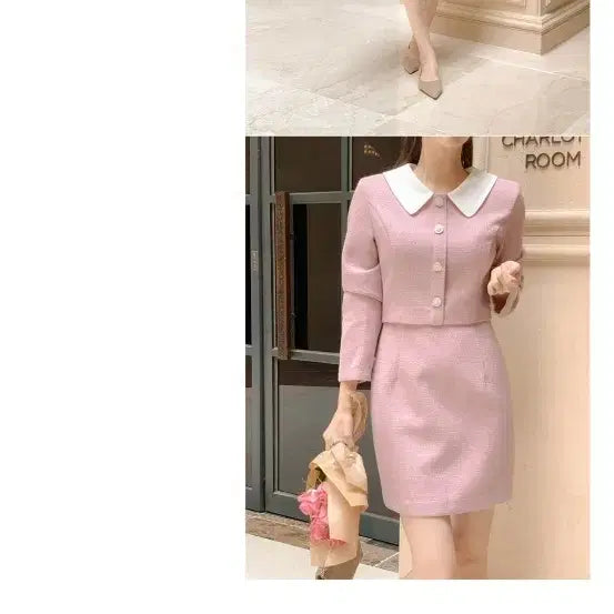 [BUNJANG] Attirance Pink Tweed Dress / 아뜨랑스 핑크 트위드 원피스