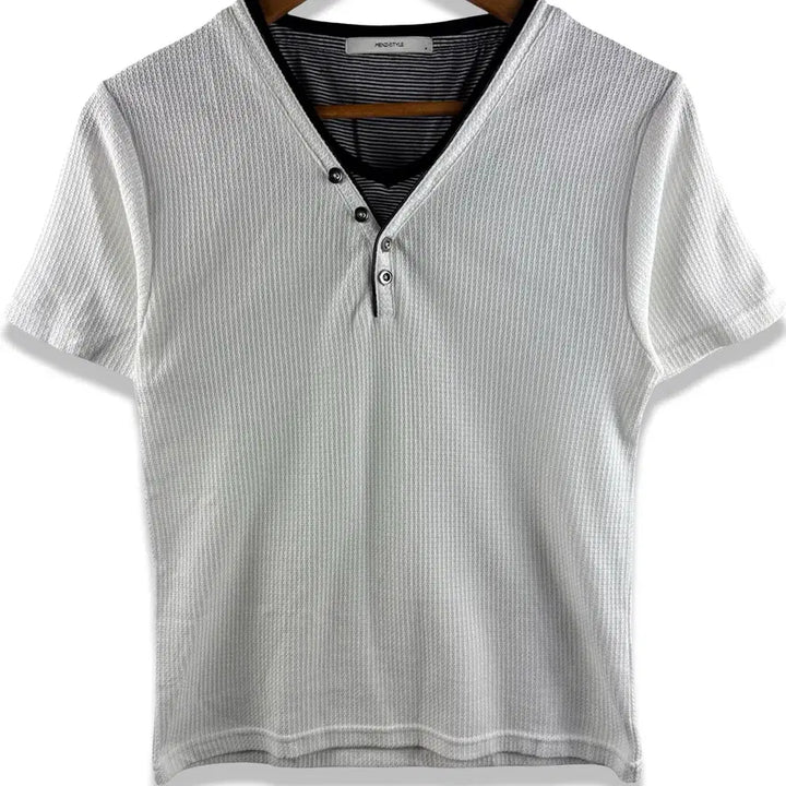 [BUNJANG] Layered Waffle Short Sleeve T-Shirt / JPN 레이어드 와플 반팔티3243
