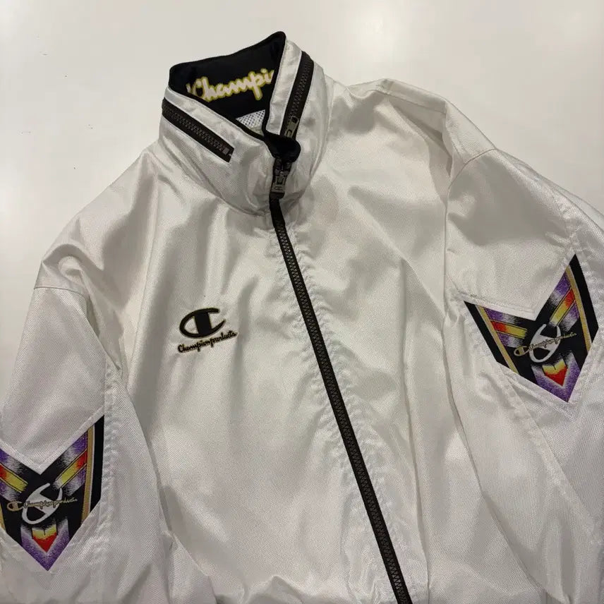 [BUNJANG] Champion Japan Vintage White Bomber Jacket / [L] 챔피온 재팬 빈티지 화이트 봄버 바람막이 자켓 D935