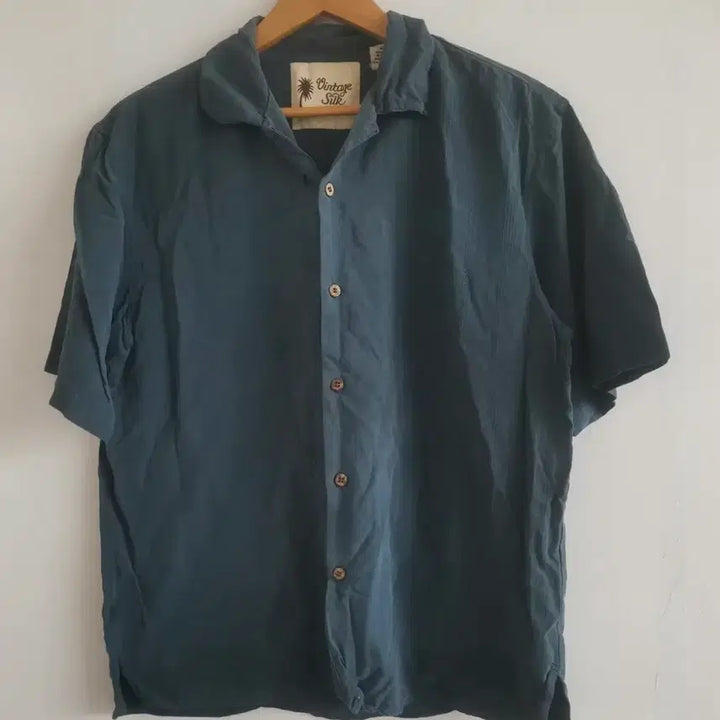[BUNJANG] Vintage Pure Silk Soft Navy Short Sleeve Shirt / [Vintage]  Pure Silk 소프트 네이비 반팔 셔츠