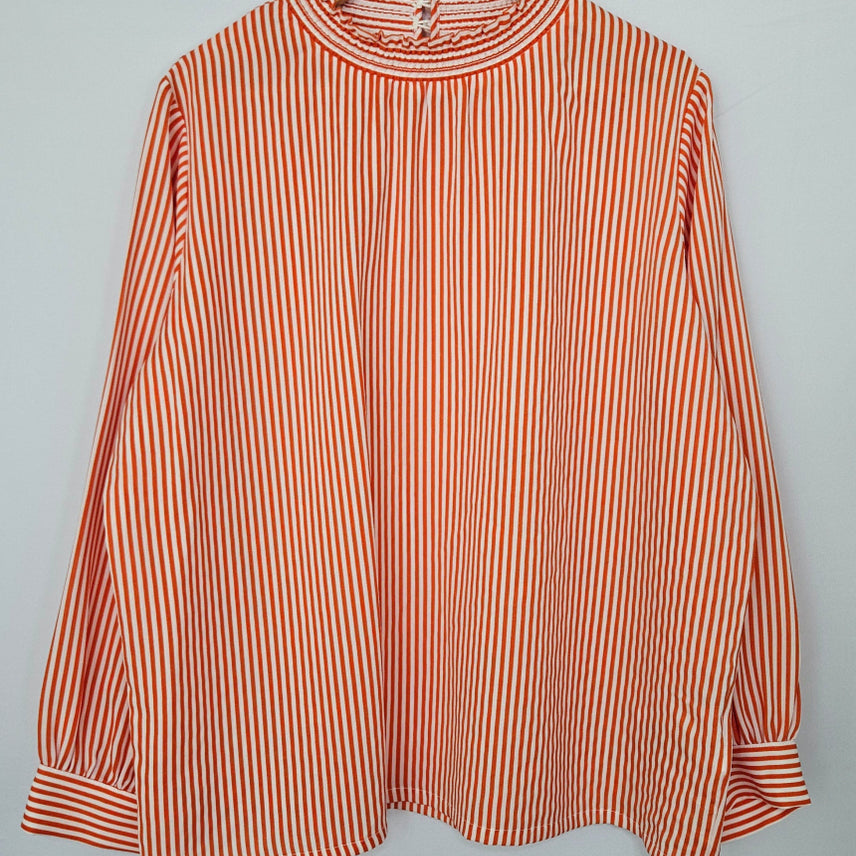 [BUNJANG] DringDring Stripe Neck Frill Blouse / 딩동 :) 스트라이프 넥프릴 블라우스15
