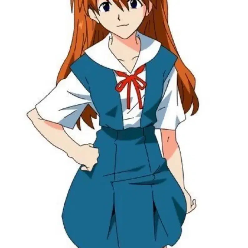 [BUNJANG] Evangelion Asuka School Uniform Cosplay Set with Wig / 에반게리온 아스카 교복 코스프레+가발