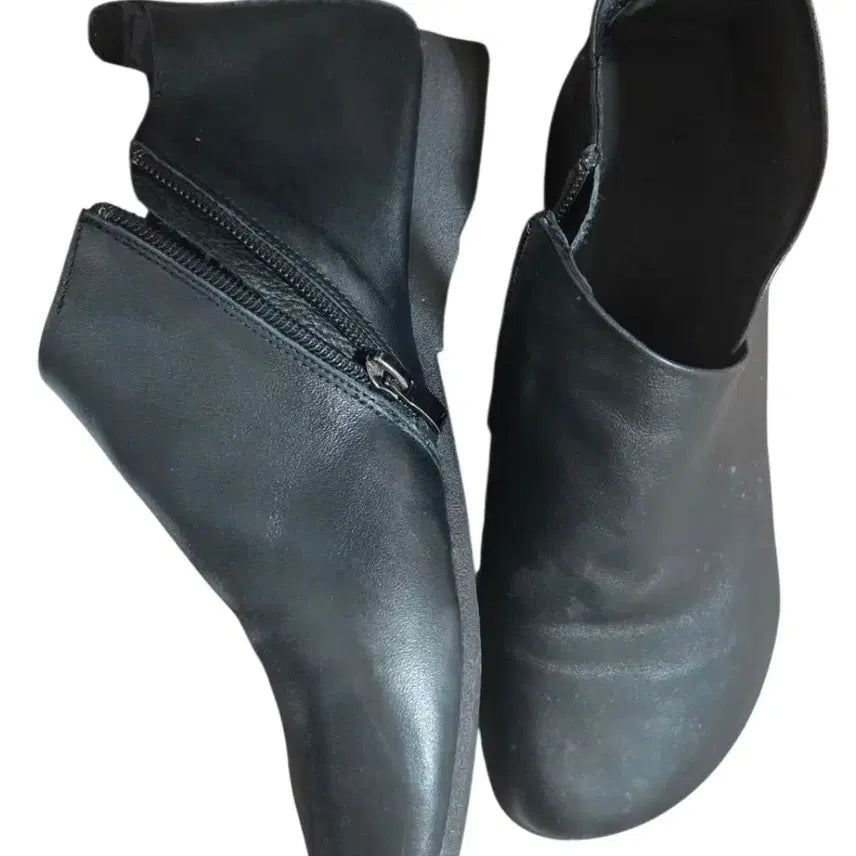 [BUNJANG] Black Leather Ankle Boots / 깔끔한 블랙가죽 앵글부츠
