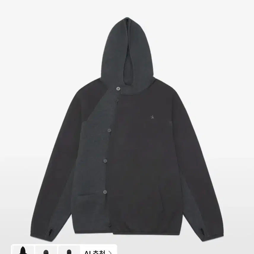 [BUNJANG] The Coldest Moment Curved Button Waffle Hoodie (Large) / 더콜디스트모먼트 커브드 버튼 와플 후드