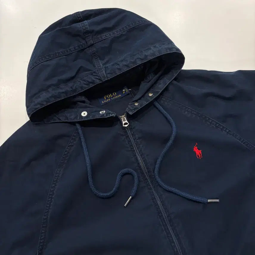 [BUNJANG] Polo Ralph Lauren Cotton Hooded Blouson Jacket Navy M / [M] 폴로 랄프로렌 포켓 코튼 네이비 후드 블루종 자켓 D937