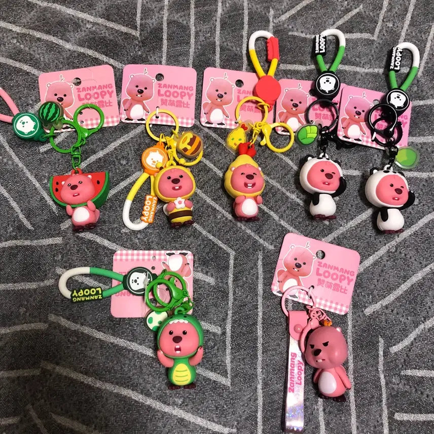 [BUNJANG] Luffy Keychain (Watermelon/Bee/Shrimp/Panda/Dinosaur/Angry) / 루피 키링(수박/꿀벌/새우튀김/판다/공룡/화난)