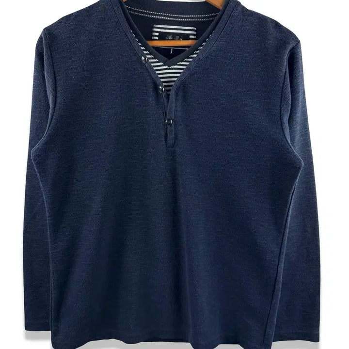 [BUNJANG] JPN Henry Neck Layered Long Sleeve Shirt / JPN 헨리넥 레이어드 롱슬리브3244