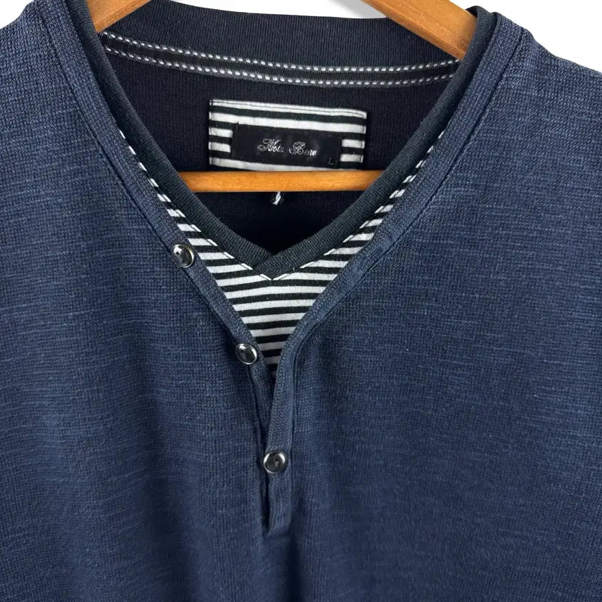 [BUNJANG] JPN Henry Neck Layered Long Sleeve Shirt / JPN 헨리넥 레이어드 롱슬리브3244