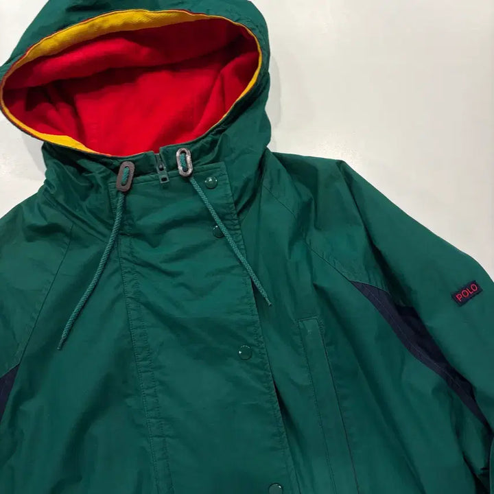 [BUNJANG] Polo 90s Mountain Parka Green Fleece Lined Jacket / [S] 90s 폴로 마운틴 파카 그린 후드 기모 바람막이 자켓 D938