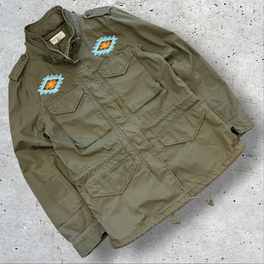 [BUNJANG] Denim &amp; Supply Ralph Lauren Vintage Khaki Field Jacket Beaded S / [S] 데님앤서플라이 폴로 빈티지 카키 야상 자켓 비즈 장식 D939