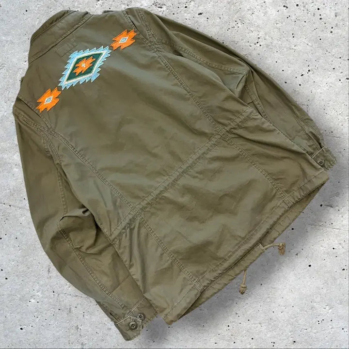 [BUNJANG] Denim &amp; Supply Ralph Lauren Vintage Khaki Field Jacket Beaded S / [S] 데님앤서플라이 폴로 빈티지 카키 야상 자켓 비즈 장식 D939