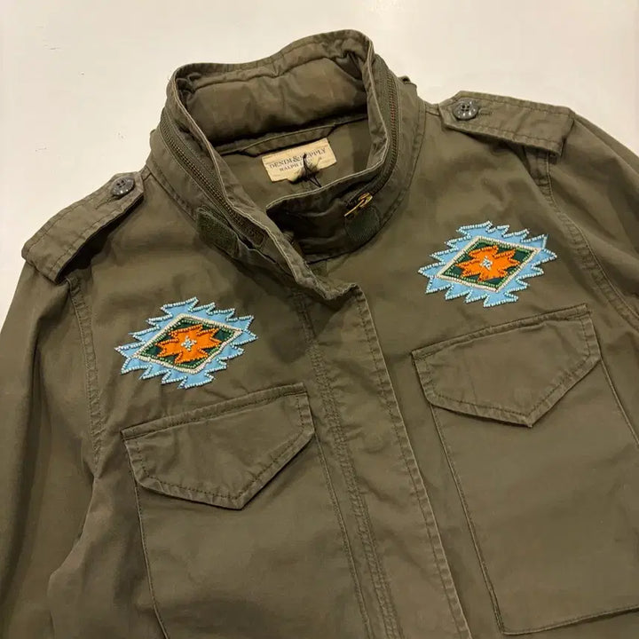 [BUNJANG] Denim &amp; Supply Ralph Lauren Vintage Khaki Field Jacket Beaded S / [S] 데님앤서플라이 폴로 빈티지 카키 야상 자켓 비즈 장식 D939