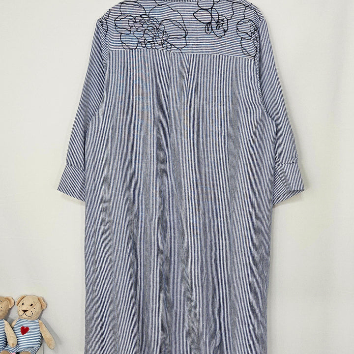 [BUNJANG] Her Ding Dong Striped Embroidered Long Shirt / 딩동 :) 스트라이프 자수 롱셔츠6