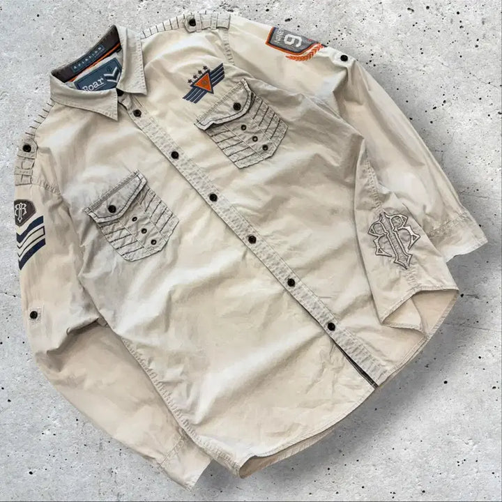 [BUNJANG] Roar Vintage Military Patch Shirt XL / [XL] Roar 로어 로아 빈티지 밀리터리 셔츠 남방 D940