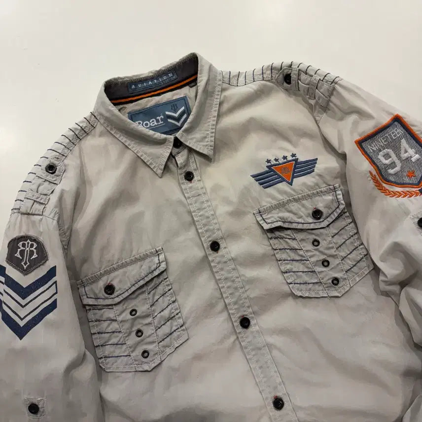 [BUNJANG] Roar Vintage Military Patch Shirt XL / [XL] Roar 로어 로아 빈티지 밀리터리 셔츠 남방 D940