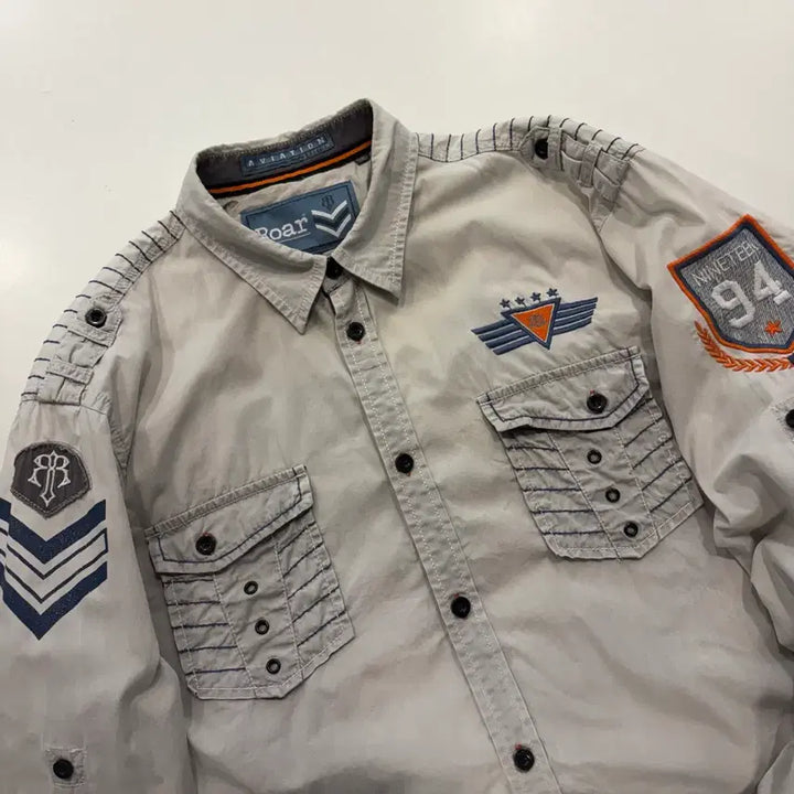 [BUNJANG] Roar Vintage Military Patch Shirt XL / [XL] Roar 로어 로아 빈티지 밀리터리 셔츠 남방 D940