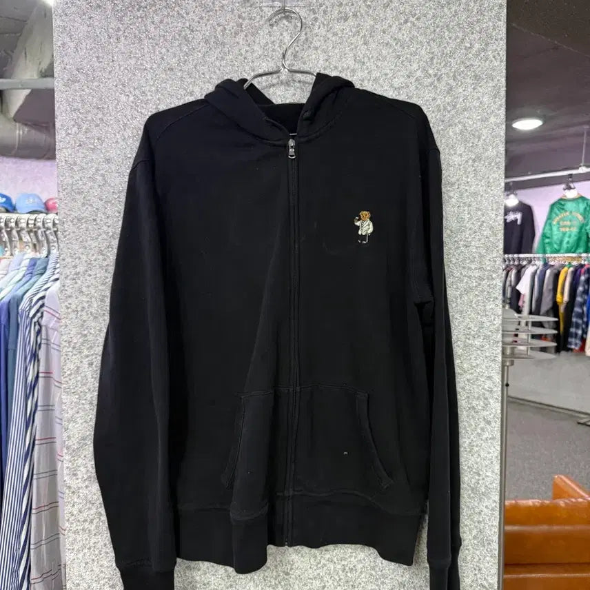 [BUNJANG] Polo Ralph Lauren Bear Embroidery Hoodie Black L / 폴로랄프로렌 베어 자수 후드집업 블랙 B4679