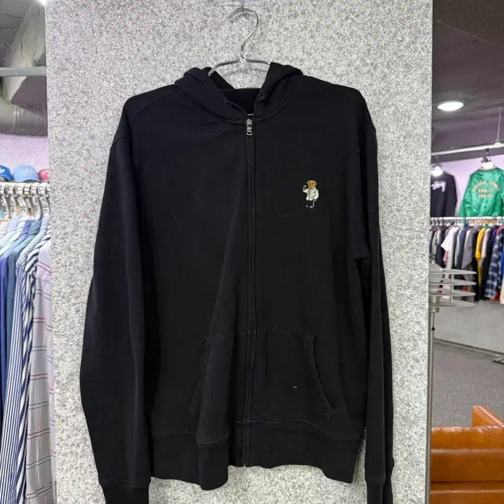[BUNJANG] Polo Ralph Lauren Bear Embroidery Hoodie Black L / 폴로랄프로렌 베어 자수 후드집업 블랙 B4679