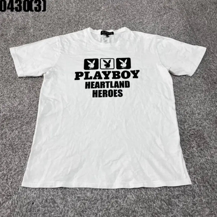 [BUNJANG] Playboy White Short Sleeve T-Shirt (Size L) / 플레이보이 화이트 반팔 티셔츠l 0430