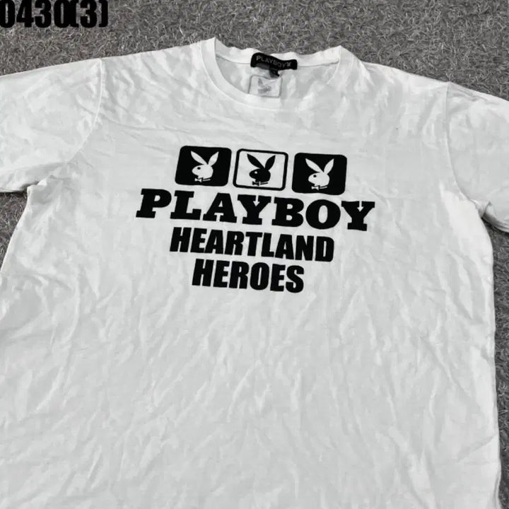 [BUNJANG] Playboy White Short Sleeve T-Shirt (Size L) / 플레이보이 화이트 반팔 티셔츠l 0430
