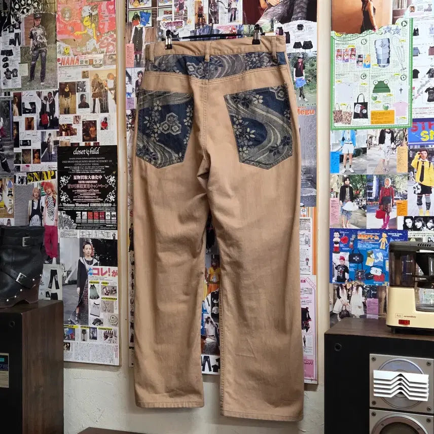 [BUNJANG] Japanese Oriental Pocket Beige Cotton Pants / JPN 오리엔탈 포켓 베이지 코튼 팬츠