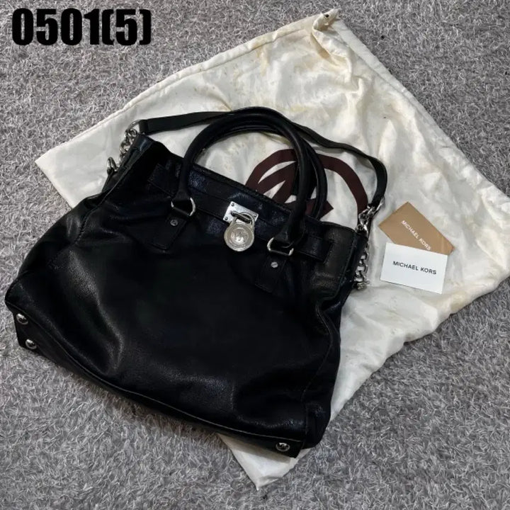 [BUNJANG] Michael Kors Black Leather Tote Bag / 마이클코어스 블랙 레더 토트백
