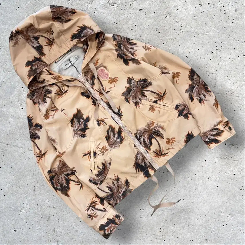 [BUNJANG] Coach Palm Tree Pattern Hooded Windbreaker Jacket / [0] 코치 팜트리 야자수 패턴 후드 바람막이 자켓