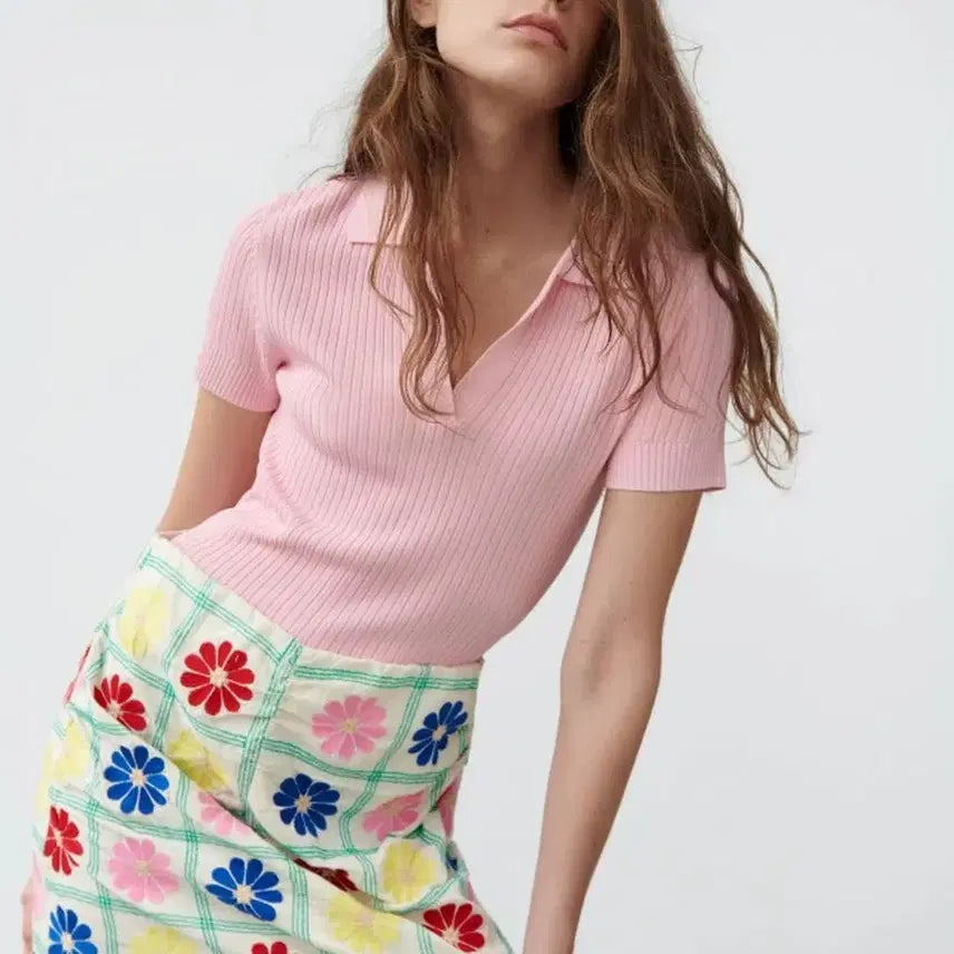 [BUNJANG] Zara Flower Embroidered Slit Midi Skirt XS / 자라 플라워 코튼자수 트임 롱스커트 XS