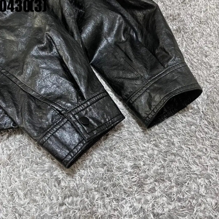[BUNJANG] Black Leather Style Jacket / 블랙 레더 스타일 자켓 0430