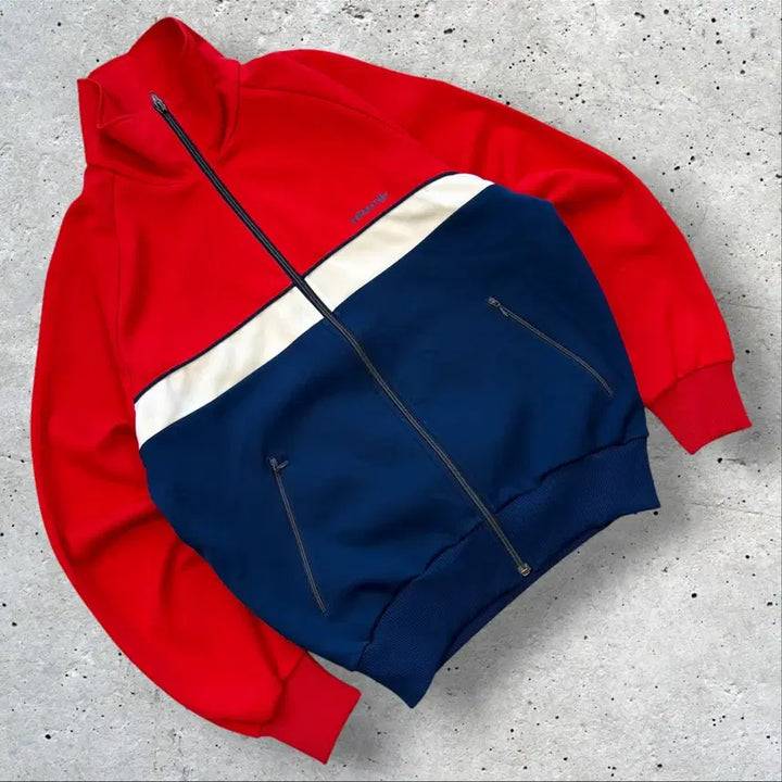 [BUNJANG] Adidas 80s West Germany Red/Navy Track Top Jersey Zip-Up (M) / [M] 80s 아디다스 서독 레드/네이비 트랙탑 져지 집업