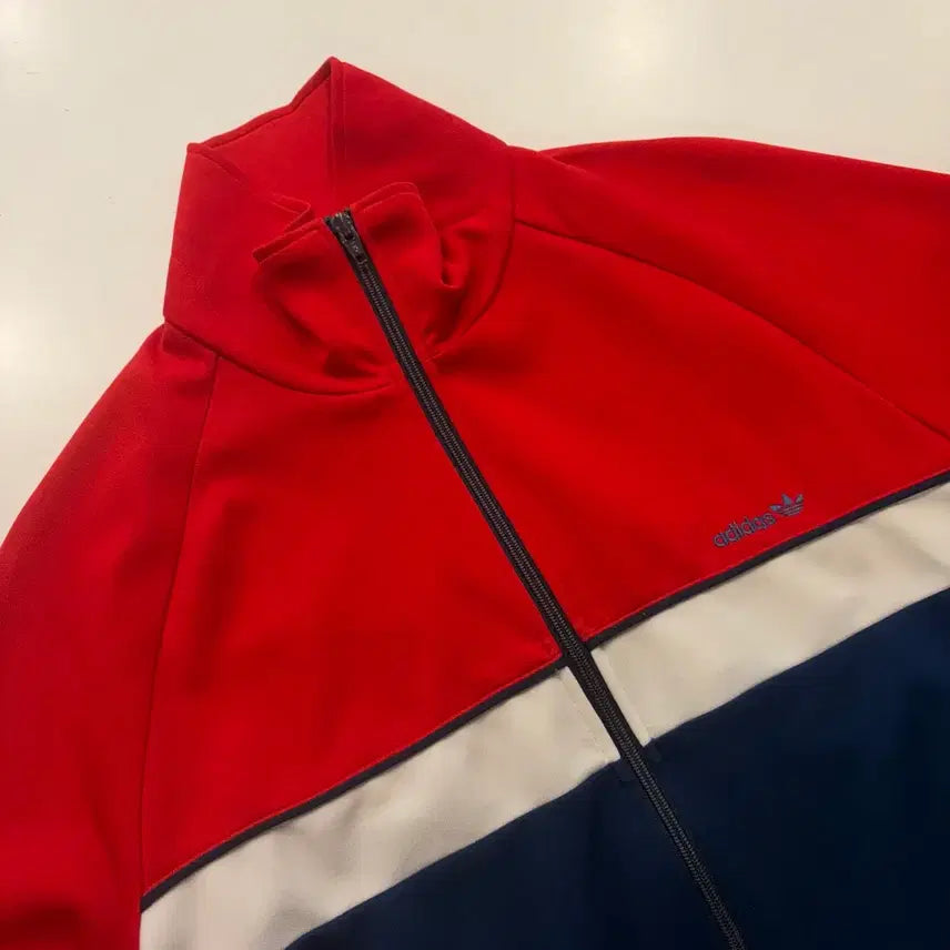 [BUNJANG] Adidas 80s West Germany Red/Navy Track Top Jersey Zip-Up (M) / [M] 80s 아디다스 서독 레드/네이비 트랙탑 져지 집업