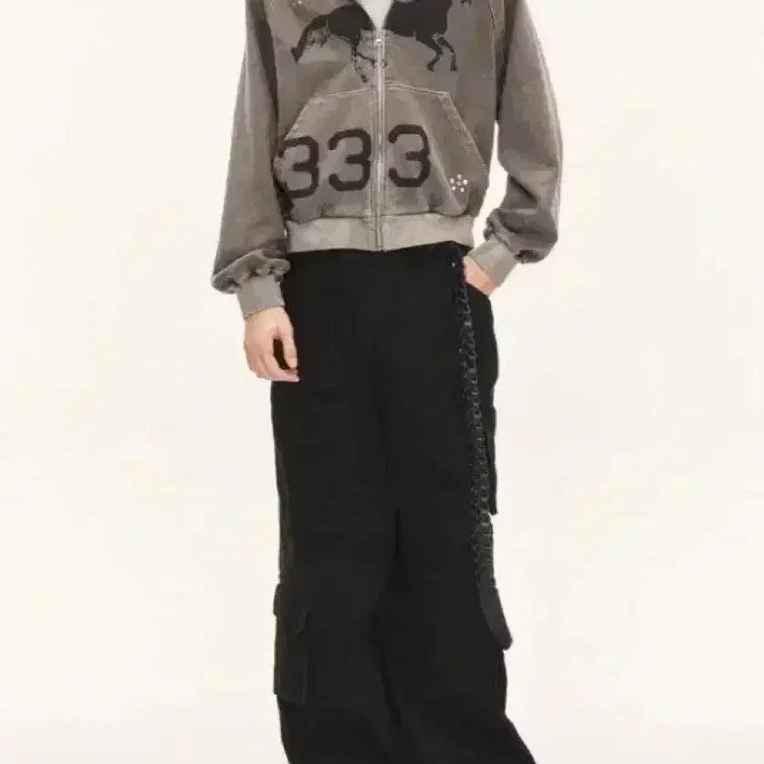 [BUNJANG] 3Times Midnight Stud Hoodie Charcoal / 쓰리타임즈 midnight stud hoodie