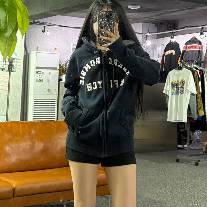 [BUNJANG] Abercrombie &amp; Fitch Arch Logo Hoodie Navy M / 아베크롬비 아치 로고 후드집업 네이비 B4681