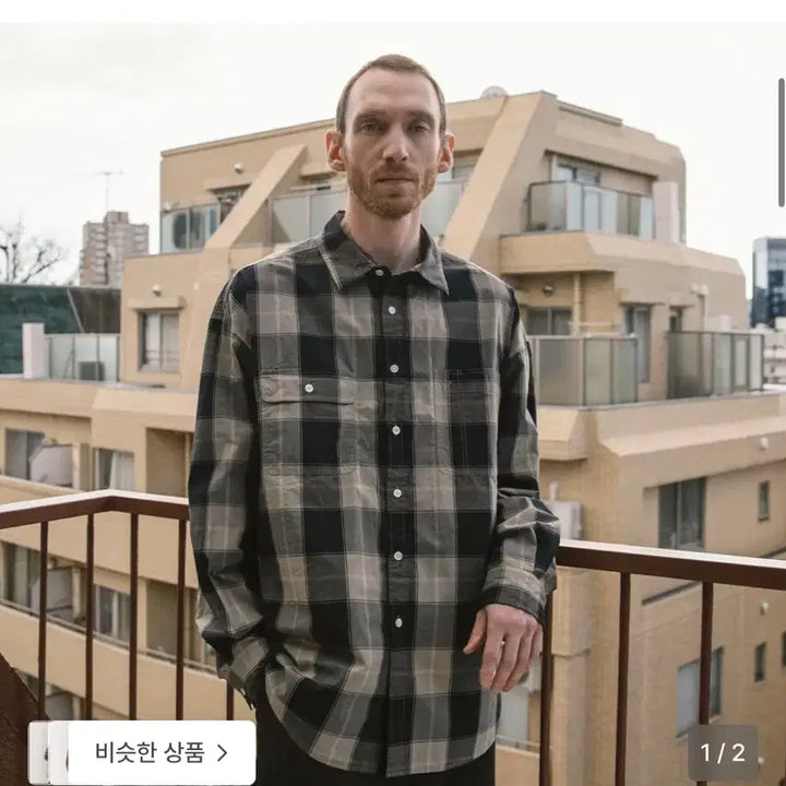 [BUNJANG] Another Office Portland Check Shirt Navy Sand / [2]어나더오피스 포틀랜드 체크셔츠 네이비 샌드