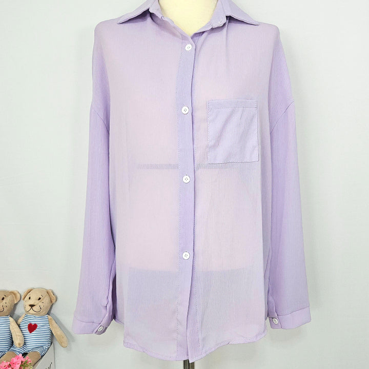 [BUNJANG] Sheer See-Through Shirt - Lavender / 딩동 :) 새상품 / 연보라 시스루 셔츠8
