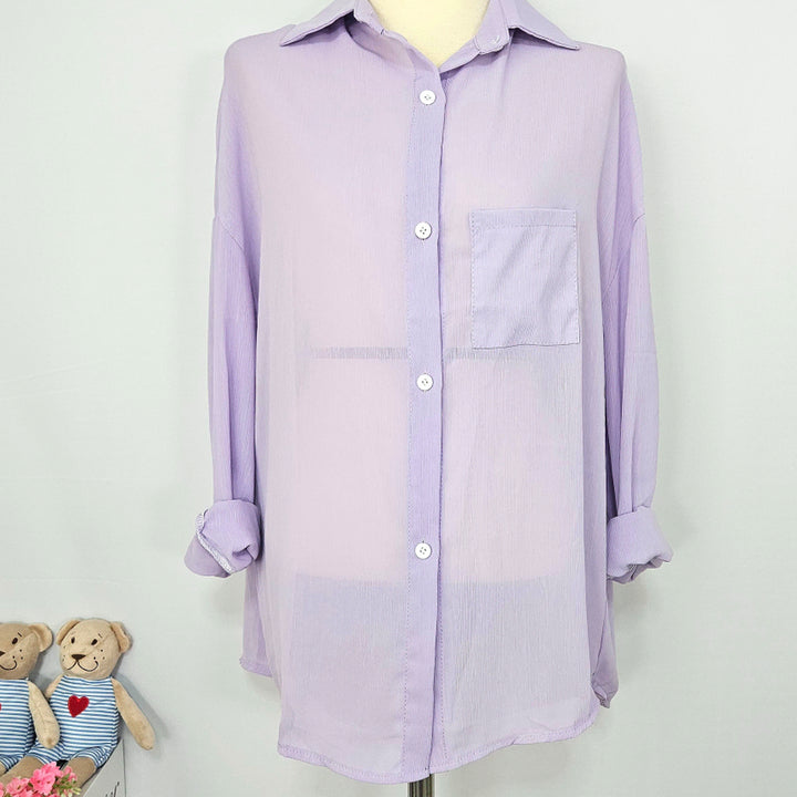 [BUNJANG] Sheer See-Through Shirt - Lavender / 딩동 :) 새상품 / 연보라 시스루 셔츠8