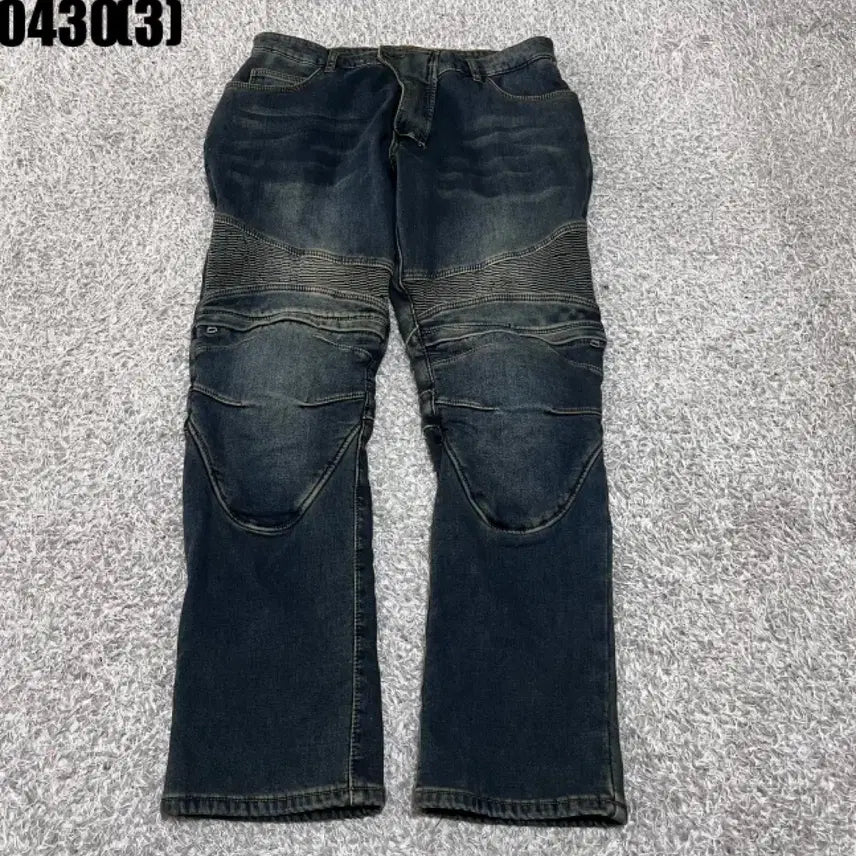 [BUNJANG] Blue Wash Denim Biker Pants / 블루 워싱 데님 바이커 팬츠 0430