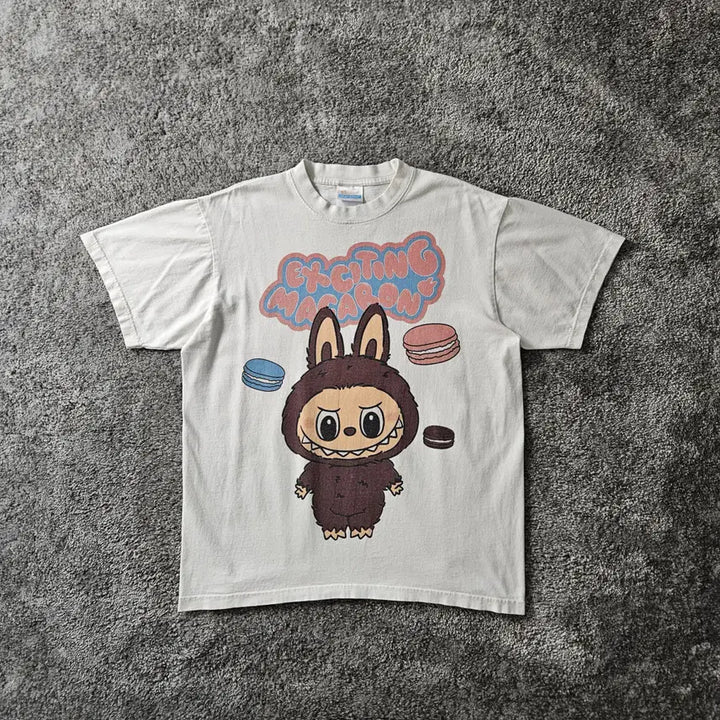 [BUNJANG] Hanes Heavyweight Rabbit Macaron Graphic T-Shirt / [무료배송] Hanes 반팔 티셔츠