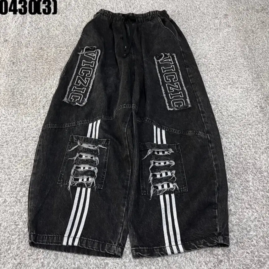 [BUNJANG] Viczic Damage Washing Wide Denim Pants / 데미지 워싱 와이드 데님 팬츠 0430
