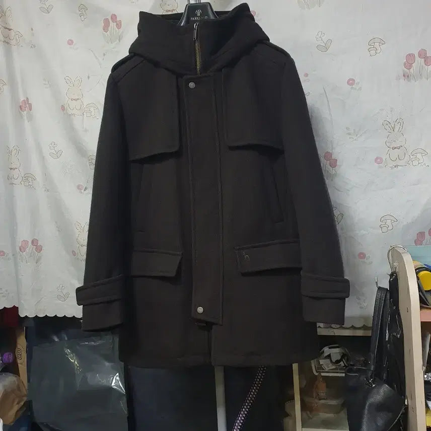 [BUNJANG] Hazzys 100% Wool Hooded Coat / 헤지스   울100%  (  충전재  있는)   후드  코트